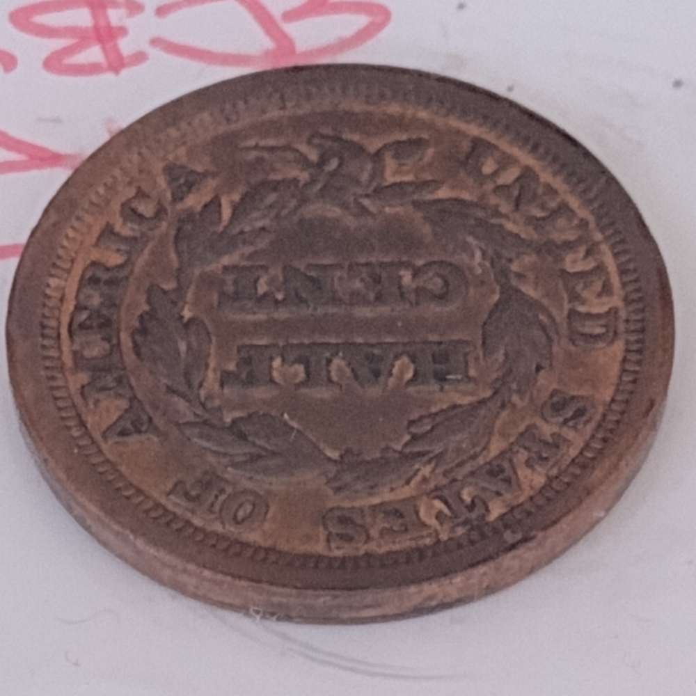 1849 AU Half Cent US Coin - Picture 5 of 6